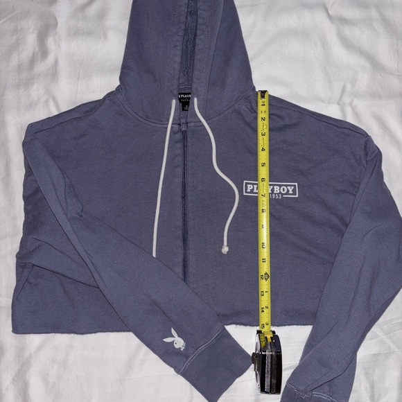 Playboy By PacSun Active Slate Blue Crop Hoodie - Picture 8 of 8